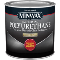 Minwax Fast Drying Polyurethane Protective Wood Finish, Clear Semi-Gloss,  Pint