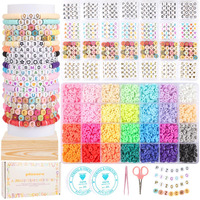 Friendship Bracelet Kit With 28 Colors, 5040 Clay Beads, 1200 Letter Beads For Jewelry Making - 4 Styles Of Round Alphabet, Number, Heart & Pattern Beads