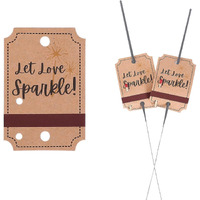 100Pcs Kraft Wedding Send-Off Tags With Built-In Match Striker, Rustic Let Love Sparkle Decor Craft Paper Sleeves For Ceremony Grand Exit, Anniversary, Parties, Graduation Favors, Engagement Event