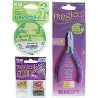 The Beadsmith Magical Crimper Kit, Includes Crimp Forming Pliers, 500 Crimp Tubes, 2X2Mm In Assorted Colors And 21-Strand Flexrite Wire, Create Smooth, Rounded Crimps Every Time, No Sharp Edges