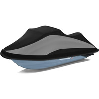Tokept Trailerable Jet Ski Cover, 300D Heavy Duty Waterproof Pwc Cover With Reflective Strip Vents, Fits Seadoo, Yamaha, Gtx, Kawasaki, Honda, Polaris 3 Seater 136" To 145" L (Black&Grey)