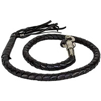 Dream Apparel 42" Leather Motorcycle Get Back Whip For Handlebar Fringed Biker Whip, Black