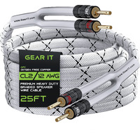 Gearit 12Awg Premium Heavy Duty Braided Speaker Wire (25 Feet) With Dual Gold Plated Banana Plug Tips - Oxygen-Free Copper (Ofc) Construction, White