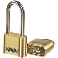 Abus 180/50 Solid Brass Combination Padlock, Long Stainless Steel Shackle (2-1/2")
