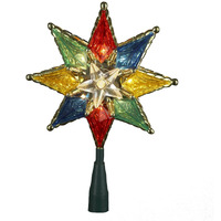Kurt Adler 10-Light 8-Point Star Christmas Treetop, 8-Inch, Multi-Colored