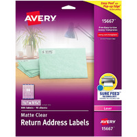 Avery 15667 Matte Clear Easy Peel Return Address Labels, Laser, 1/2 X 1 3/4, 800/Pack