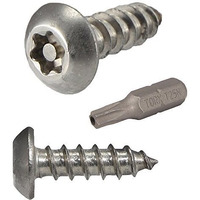 Fastenere #14 X 1-1/2" Button Head Torx Security Sheet Metal Screws Stainless Steel Tamper Resistant, Qty 10 Number 14 Size X 1-1/2" Length
