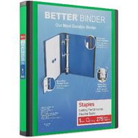 Staples 827602 Better 1-Inch D 3-Ring View Binder Green (19063)