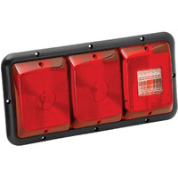 Bargman 34-84-009 Tail Light (Horizontal Mount Triple Red With Stop/Tail/Turn & Backup - Black Base)
