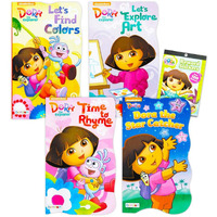 Nickelodeon Dora The Explorer Board Books For Kids Toddlers ~ Bundle Of 4 Dora Board Books With 300 Bonus Dora The Explorer Stickers (Dora Board Books)