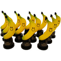 Plastic Gold Trophies, Oscar Trophy, Thumbs Up Trophy, High Five Trophy, Youre #1 Trophy, Star Trophy, Banana Trophy, By Playscene (6" Inch, Banana - 12 Pack)