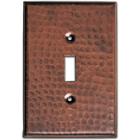 Monarch Abode 17007 Single Switch Hand Hammered Toggle Decorative Wall Plate Switch Plate Outlet Cover, 1-Gang, Pure Copper