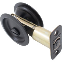Round Pocket Door Lock, Privacy (Bed/Bath) Latch, 2-3/4" Backset, Rcl, Matte Black By Stone Harbor Hardware