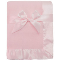 American Baby Company Fleece Blanket With Silk-Like Satin Trim, Soft, Warm & Cozy, Pink, 30" X 40" For Boys And Girls, Perfect For Baby Carrier, Stroller, Travel And Gifting