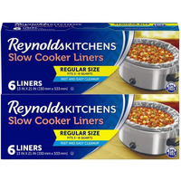 Reynolds Kitchens Slow Cooker Liners, Regular (Fits 3-8 Quarts), 6 Count (Pack Of 2), 12 Total