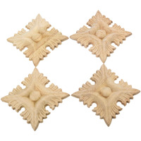 Muxsam Wood Carved Appliques Onlays, 4-Pack Square Carving Decals For Wall Vanity Cabinet Dresser Headboard Mirror Mantels Door Renew Old Furniture, Pattern-C, 8X8Cm/3.15X3.15In