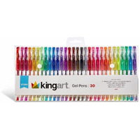 Kingart 400-30 Glitter Rollerball Gel Pens, 30 Sparkling Colors With Soft-Grip Comfort, Xl Ink Cartridge - For Coloring, Doodling, Scrapbooking, Journaling And General Use, All Ages, 30 Pens