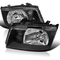 Spec-D Tuning Black Headlights W/O Built-In Fog Lights Compatible With 1999-2005 Volkswagen Jetta Bora Mk4 1999-2005 L+R Pair Head Light Lamp Assembly