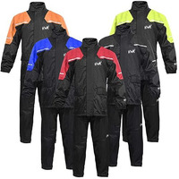 Hwk Motorcycle Rain Suit For Men And Women, Two-Piece Waterproof Motorcycle Rain Gear With Reflective Rain Jacket And Rain Pants For Weatherproof All-Season Riding, Hi-Vis Green, 4X-Large