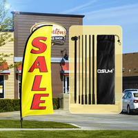 Qsum Sale Themed Swooper Flag, 7Ft Sale Banner Feather Flag With Carbon Fiber Pole Kit/Ground Stake, Sale Signs For Business Advertising