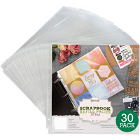 Samsill Scrapbook Refill Pages 12X12 Inch, 30 Pack, Fits 3 Ring Scrapbook Binders And 12X12 Photo Albums, Top-Loading, Heavy-Duty, Holds 2 Pages, Super Clear