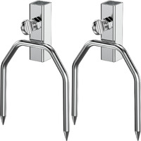 Onlyfire 6104 Chromed Heavy Duty Bbq Rotisserie Meat Fork (1 Pair), Only Fits 5/16" Square Rotisserie Spit Rods