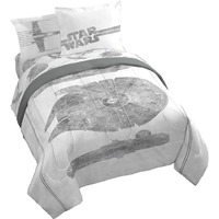 Jay Franco Star Wars Falcon Schematics 7 Piece Queen Size Bed Set - Includes Comforter & Sheet Set - Super Soft Kids Bedding Fade Resistant Microfiber