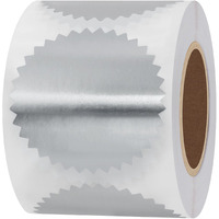 Hybsk 300Pcs 2 Inch Bright Silver Certificate Sealing Labels With Serrated Edge Awards Legal Embossing Stickers (Bright Silver)
