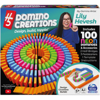 H5 Domino Creations 100-Piece Neon, Kids Games For Game Night, Building Toys For Outdoor Games, Lily Hevesh Dominoes Set For Adults & Kids Ages 5+