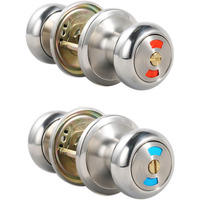Mutex Twin-Pack Bathroom Door Lock Knob, Color Indicator For Vacant Or Occupied In Use Restroom, Thumbturn, Emergency Unlock, Fits Standard 2 1/8" Doors