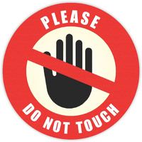 Do Not Touch Sticker - (Pack Of 12) 6" Large Round Laminated Vinyl Decals Sign Warning Labels