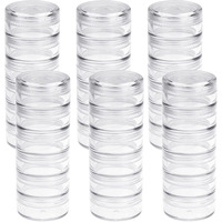 Fengek 6 Sets 6 Layer Stackable Plastic Containers, 10G/10Ml Clear Cosmetic Storage Box Round Organizer Jars For Beads, Buttons, Small Jewelry Findings