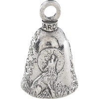 Guardian Bell Howling Wolf Good Luck Bell W/Keyring & Black Velvet Gift Bag | Motorcycle Bell | Lead-Free Pewter | Made In Usa