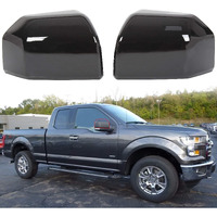 Ecotric Top Half Upper Driver/Passenger Side View Gloss Black Mirror Covers For 2015-2020 Ford F150 F-150 (Set Of 2 Mirror Cover Replacement)
