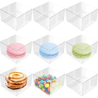 Nicunom 100 Pack Clear Macaron Boxes, Plastic Favor Boxes, 2.17" X 2.17" X 1.38" Bakery Boxes Candy Containers For Chocolate Cake Desserts Cupcakes Cookies Muffins Party Favors Packaging