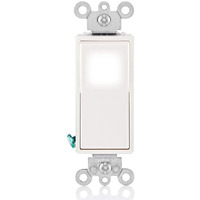 Leviton L5614-2W 15 Amp, 120/277 Volt, Decora Led Illuminated Rocker 4-Way Ac Quiet Switch, Residential Grade, Grounding, White