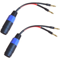 Wjstn Banana Plugs To Speakon Speaker Adapter Cablespeakon To Banana Plug Cable 12Awg 6In/2 Pack