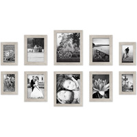 Americanflat 10 Piece Driftwood Picture Frames Collage Wall Decor - Gallery Wall Frame Set With Two 8X10, Four 5X7, And Four 4X6 Frames, Shatter Resistant Glass, Hanging Hardware, And Easel Included
