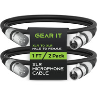Gearit Xlr To Xlr Microphone Cable (3 Feet, 2-Pack) Xlr Male To Female Mic Cable 3-Pin Balanced Shielded Xlr Cable For Mic Mixer, Recording Studio, Podcast - Black, 3Ft, 2 Pack