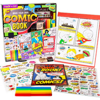 Made By Me Make Your Own Comic Book Storytelling Kit For Kids, 15-Page, Hardcover, How-To Draw Instructional Guide, Comic Inspired Stickers & Stamp, Holographic Stickers, 5 Vibrant Markers