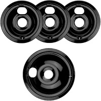 4 Pack Black Porcelain Burner Drip Pan By Ami Parts - Replacement For Ge Hot-Point Range Cooktop Includes 1 8-Inch And 3 6-Inch Drip Pans