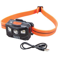 Klein Tools 56064 Rechargeable Auto-Off Led Headlamp, Silicone Strap, 400 Lms, All-Day Runtime, For Work, Running, Outdoor Hiking, Camping