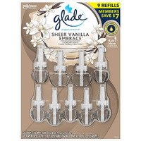 Glade Plugins Scented Oil Warmers Sheer Vanilla Embrace Essential Oil Infused Wall Plug In, 6.39 Ounce, 9 Refills