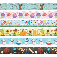 Bright Creations 6-Rolls 234 Feet Of Holiday Scalloped Bulletin Board Borders For Classroom Decor, Whiteboard, Chalkboard, School Decorations, 6 Assorted Designs For Teacher Supplies (78 Pieces)