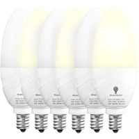 6 Pack Bluex Dusk To Dawn Led Bulbs, 6W E12 Base Light Bulb - 65W Equivalent - 3000K Warmlight White - Smart Light Sensor Candelabra Bulb, Home Security Indoor, Outdoor, Driveway, Yard, Porch Lighting