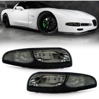 Usr Depo Vette C5 Turn Signal Lights - Front Bumper Signals Lamps Set (Left + Right) Compatible With 1997-2004 Chevy Corvette C5 All Models Including Z06 (Black Housing All Smoke Lens)