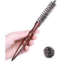 Perfehair Mini Boar Bristle Round Brush For Short Hair, Small Round Barrel Brush For Blow Drying-0.85 Inch Diameter