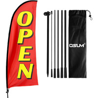 Qsum Open Themed Swooper Flag, 7Ft Open Banner Feather Flag With Carbon Fiber Pole Kit/Ground Stake, Open Signs For Business Advertising