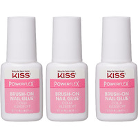 Kiss Powerflex Brush On Nail Glue 0.17 Ounce (Pack Of 3)