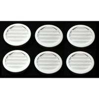2" Round Plastic Louver Soffit Air Vent Reptile Screen Grille Cover Multiple Colors/Quantities (6, White)